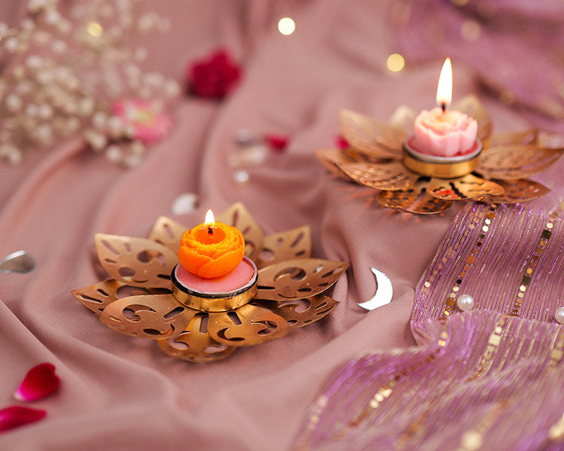 Golden Lotus Tealight Holders