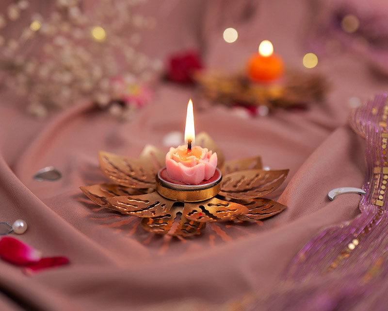 Golden Lotus Tealight Holders