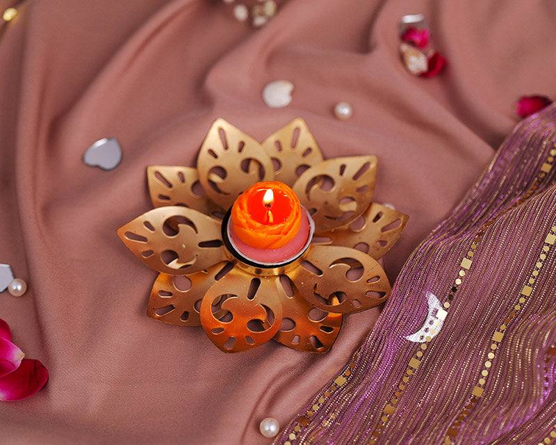 Golden Lotus Tealight Holders