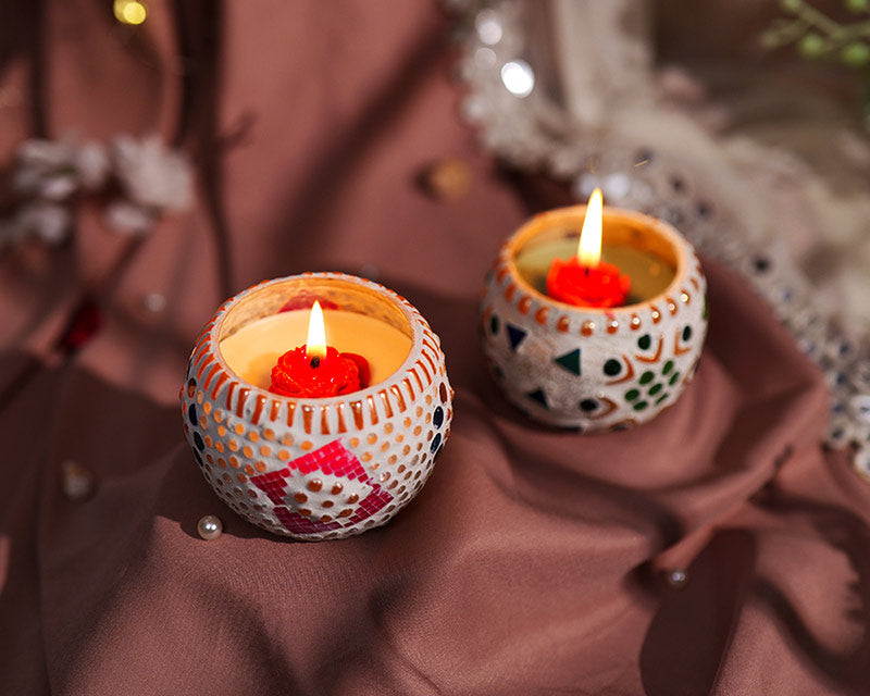 Mosaic Rose Votives