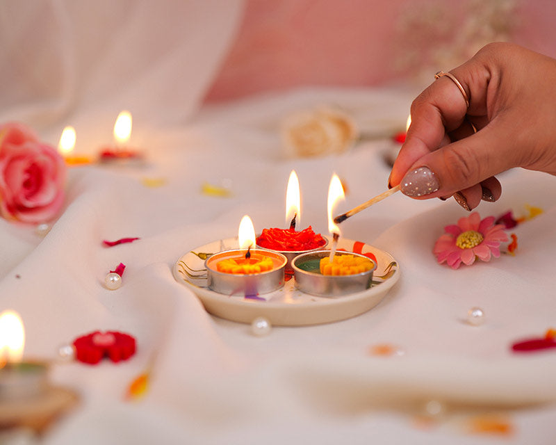 Painted Trio Tealight Tray